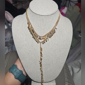 Etikka Choker Style Lariat Necklace Gold Tone